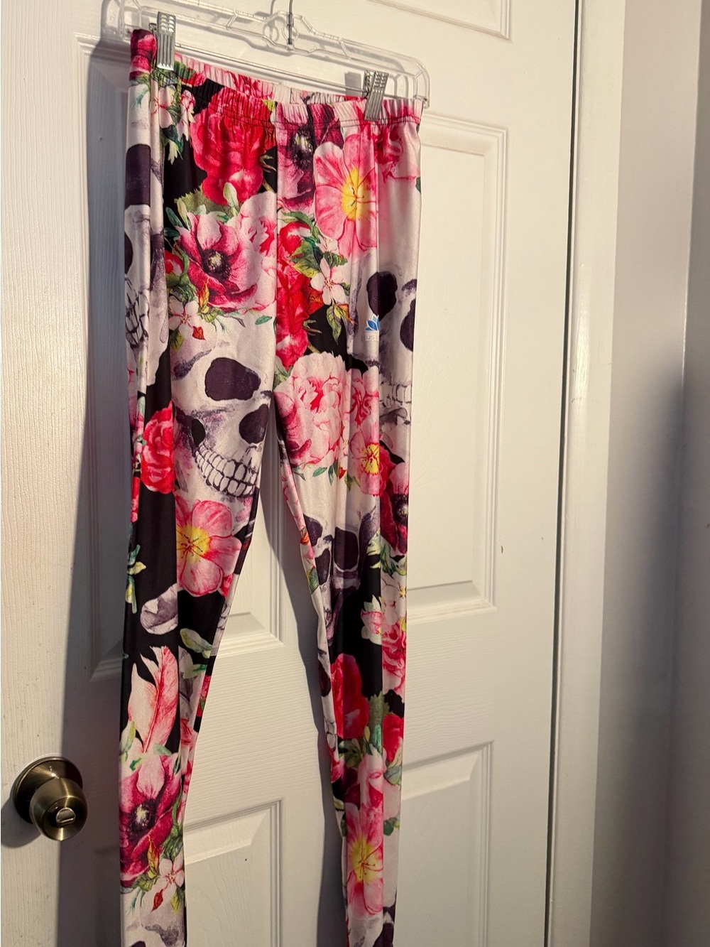 Lotus Leggings Pink & Black Floral Skull Print Leggings
